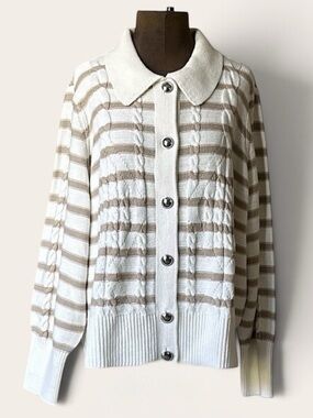 Talbots Cotton Blend Button Up Cardigan Sweater Cable Knit Size 3X Old Money